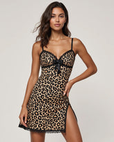Leopard Lace Lingerie Slit Dress